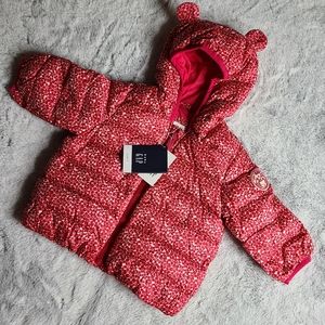 Baby GAP pink floral puffer jacket